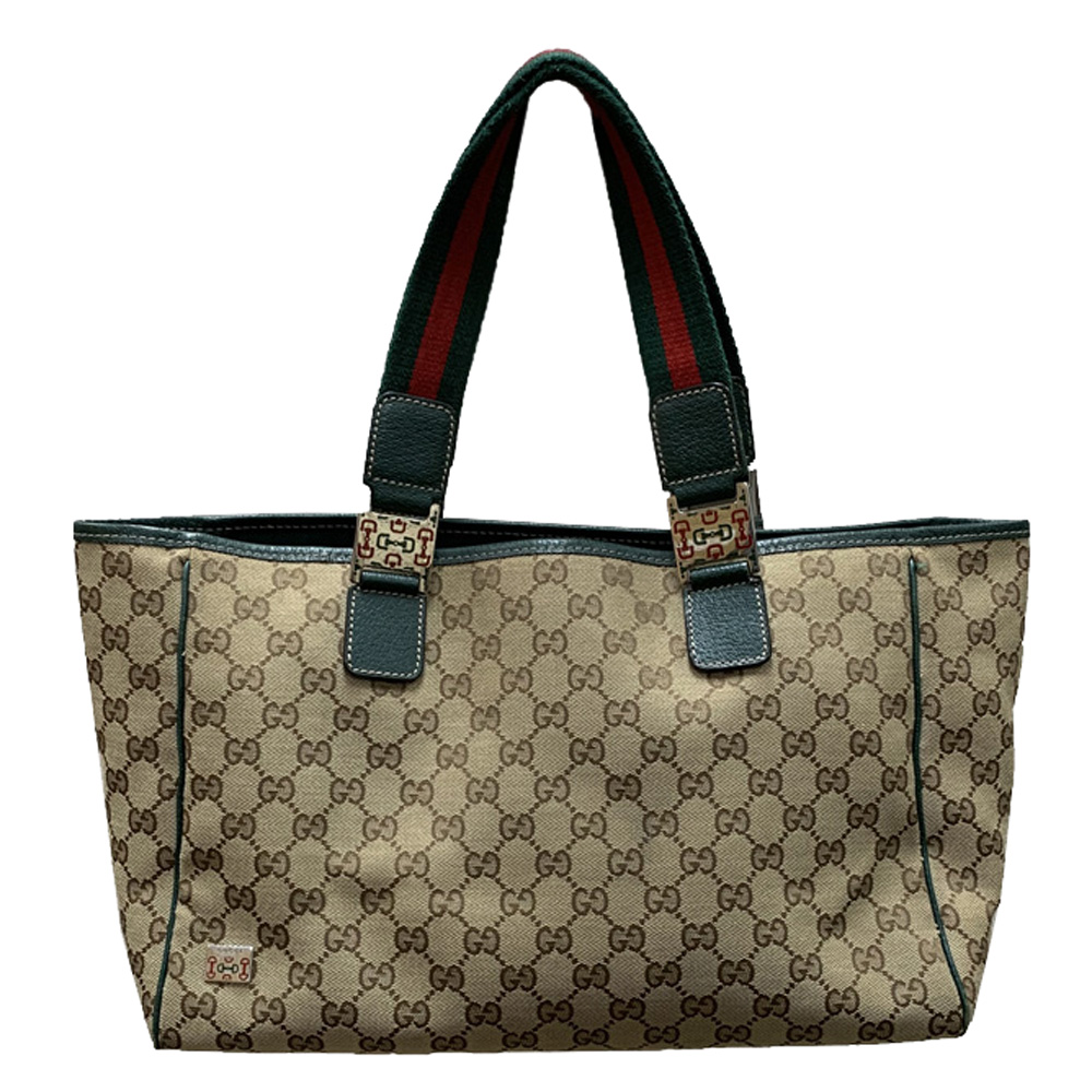 Gucci Beige/Green GG Canvas and Leather Shopper Tote Gucci | The Luxury ...