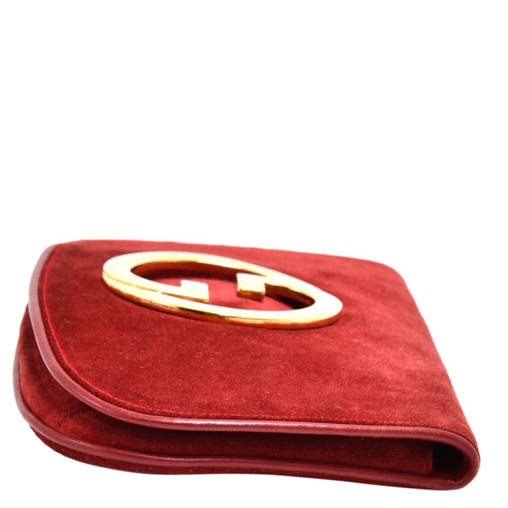 

Gucci Red Suede Gold-Tone GG Clutch