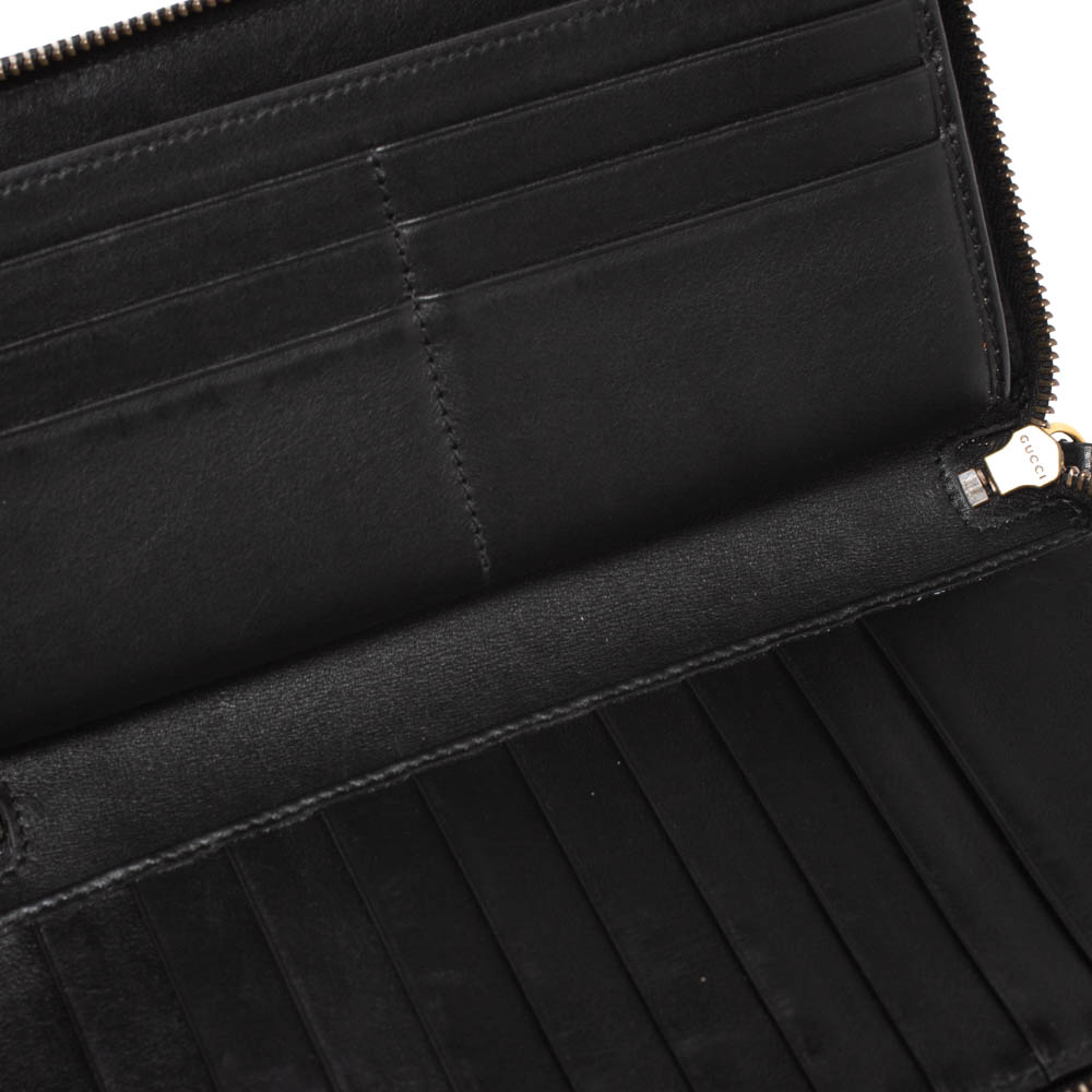 

Gucci Black Matelasse Leather GG Marmont Zip Around Wallet