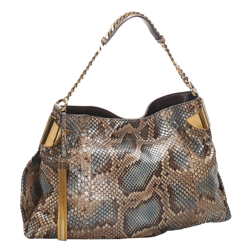 

Gucci Multicolor Python Leather 1970 Tote Bag, Brown