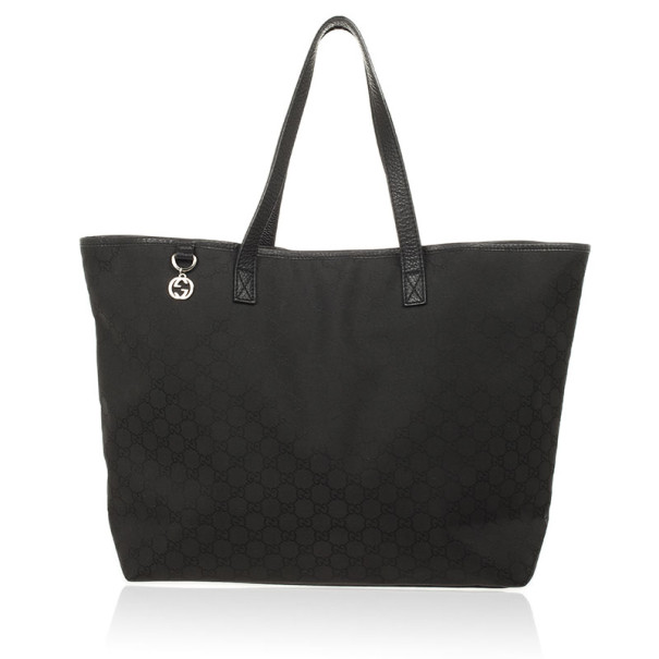 Gucci Black GG Monogram Canvas &amp; Leather Large Tote Bag