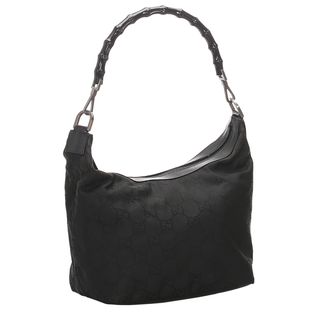 

Gucci Black Canvas Bamboo Shoulder Bag