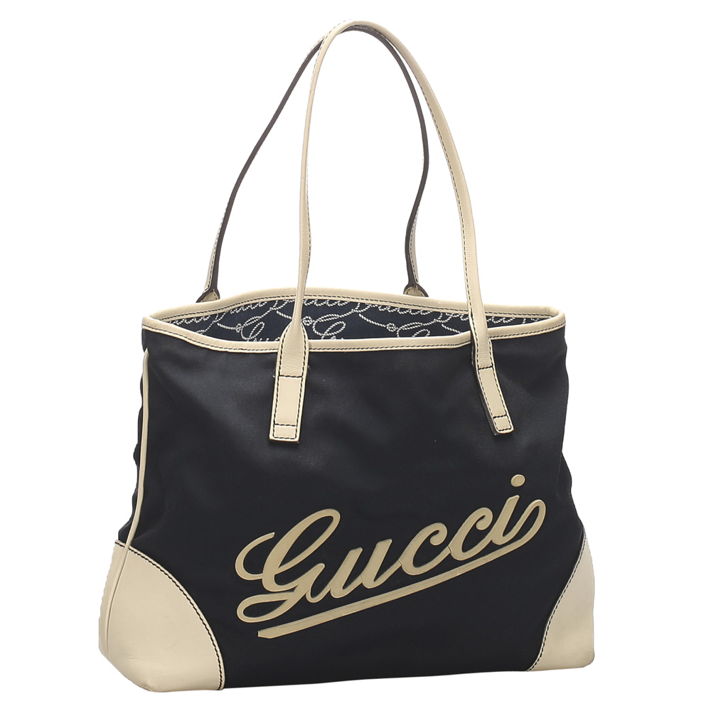 

Gucci Blue/White Canvas Script Logo Tote