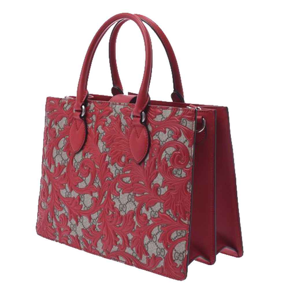 

Gucci Greige/Red GG Supreme Arabesque Tote, Beige