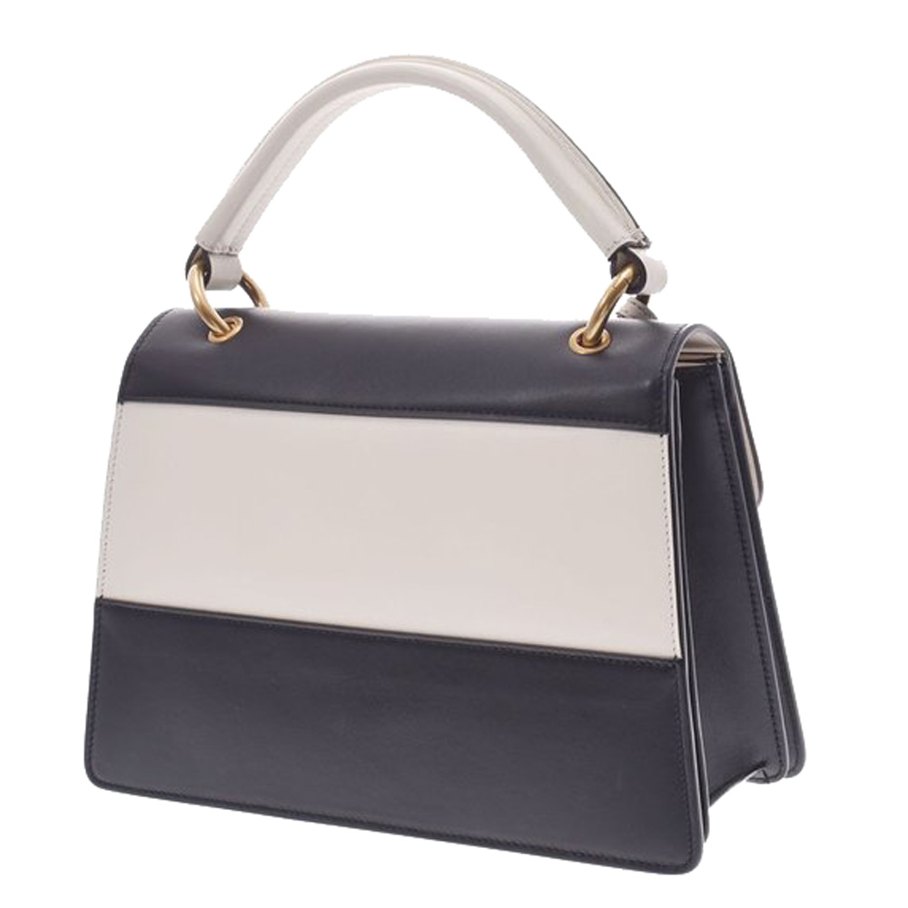 

Gucci White/Black Leather Queen Margaret Top Handle Bag