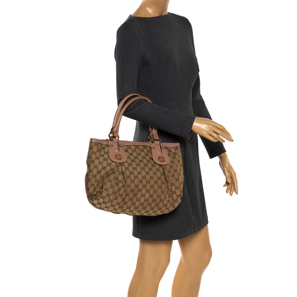 

Gucci Beige GG Canvas and Leather Small Scarlett Interlocking G Tote