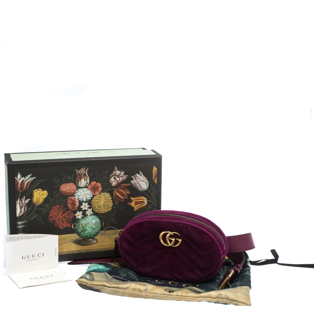 Authentic Gucci Purple Velvet Marmont GG Belt Bag BNWT 75cm - 30Inches