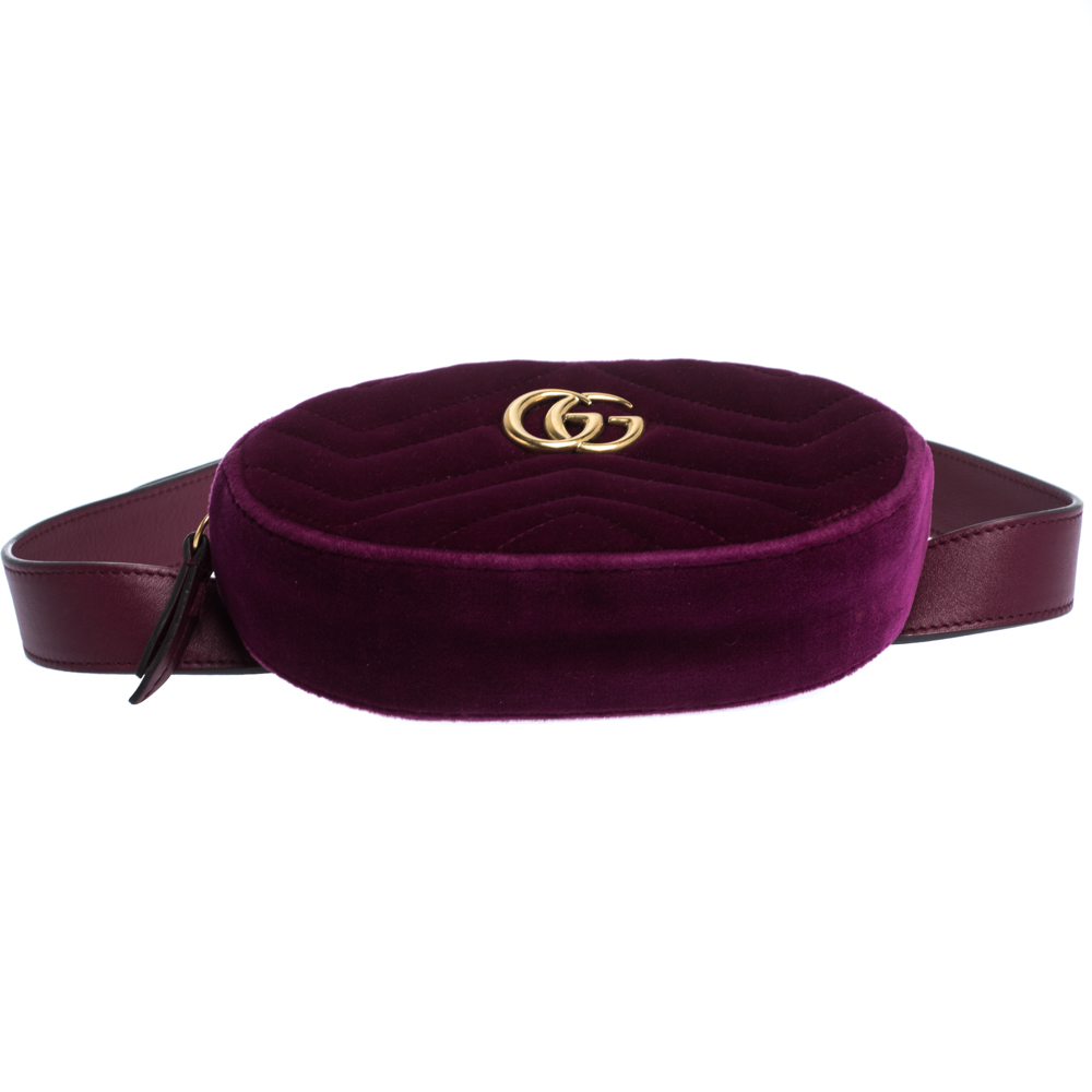 Authentic Gucci Purple Velvet Marmont GG Belt Bag BNWT 75cm - 30Inches