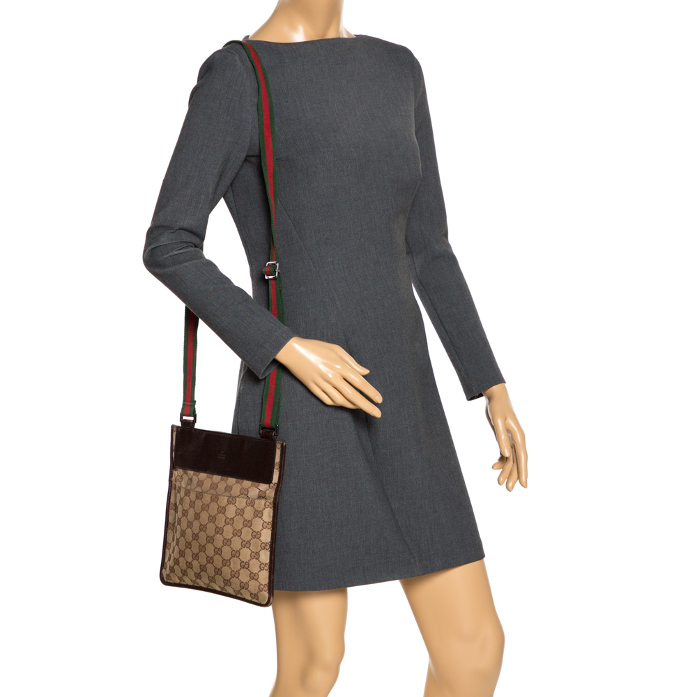 

Gucci Brown GG Canvas and Leather Web Messenger Bag