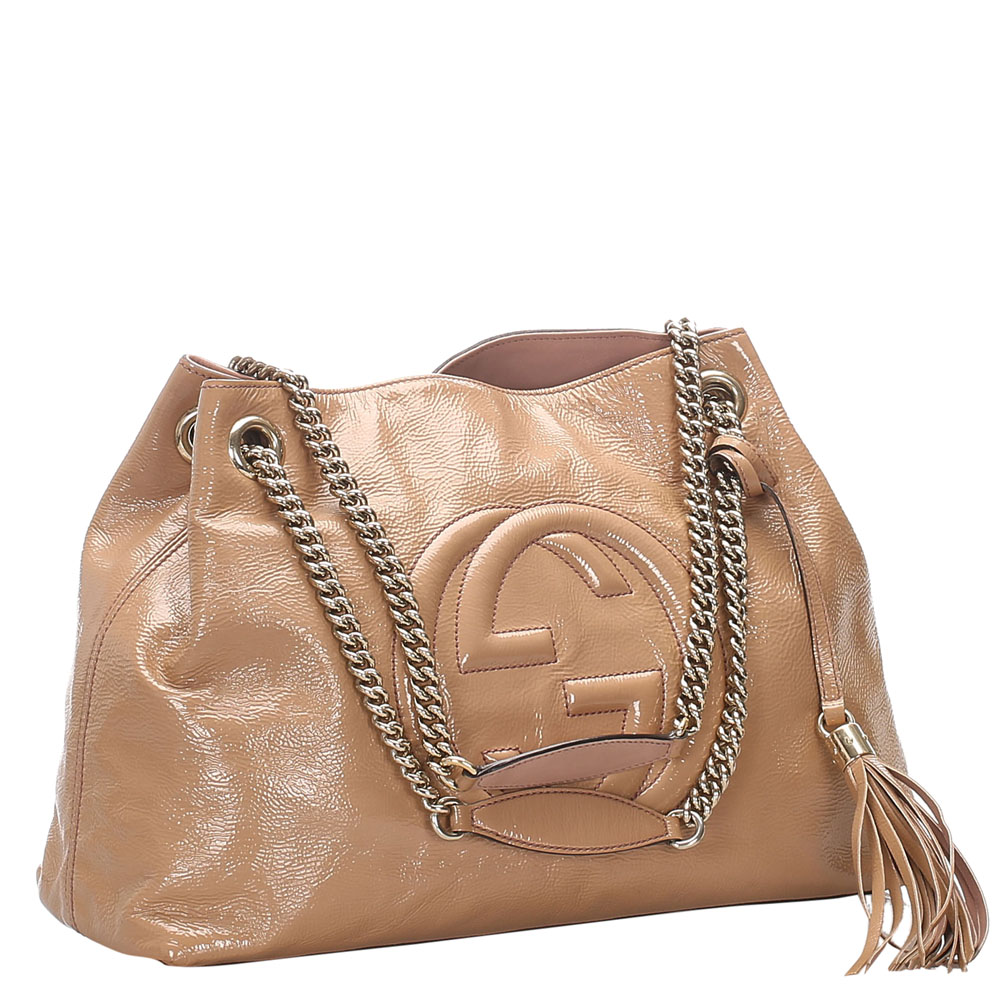 

Gucci Pink/Light Pink Soho Patent Leather Chain Shoulder Bag