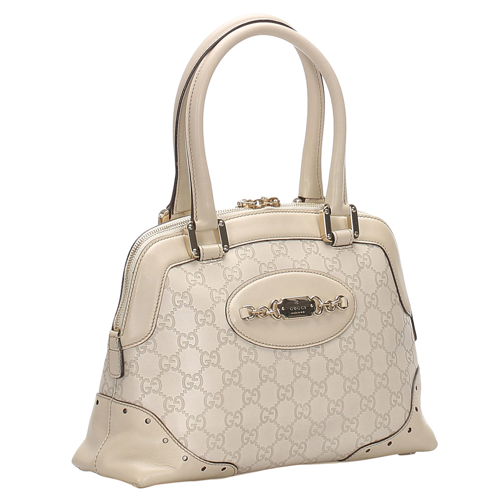 

Gucci White Guccissima Canvas Horsebit Shoulder Bag