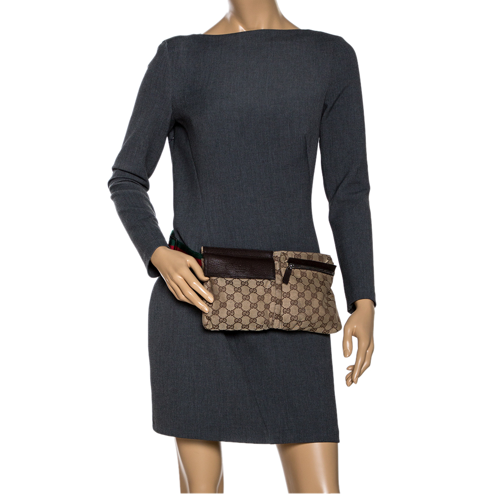 

Gucci Brown/Beige GG Canvas and Leather Waist Belt Bag