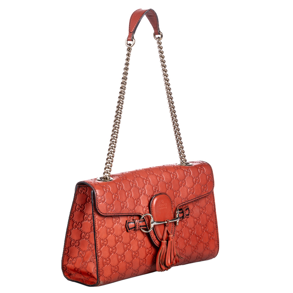 

Gucci Red Guccissima Leather Emily Shoulder Bag