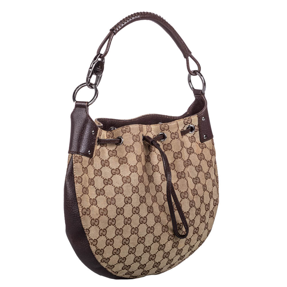 

Gucci Brown GG Canvas Hobo Bag, Beige