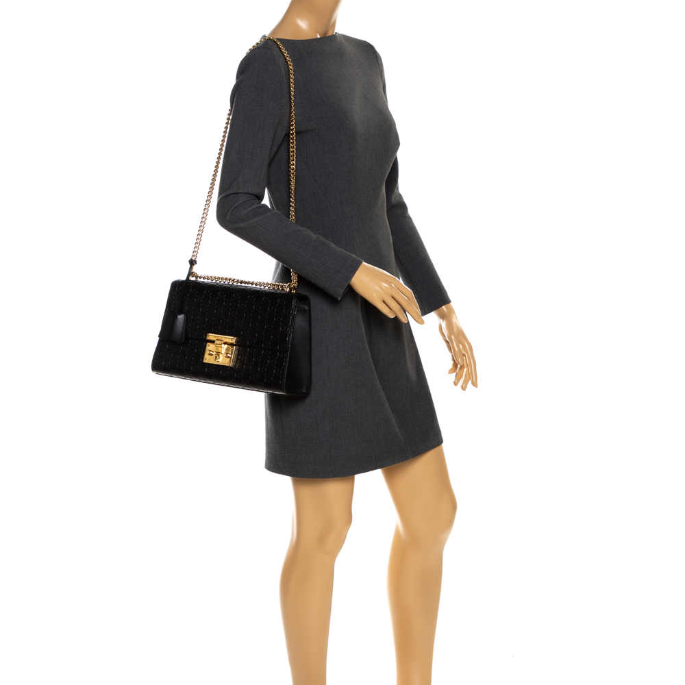 

Gucci Black Guccissima Leather Medium Padlock Shoulder Bag