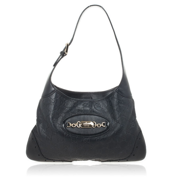 مملوكة مسبقًا Gucci Black Guccissima Leather Medium Hobo