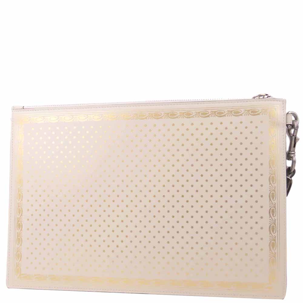 

Gucci White/Gold Leather Moon and Stars Clutch Bag