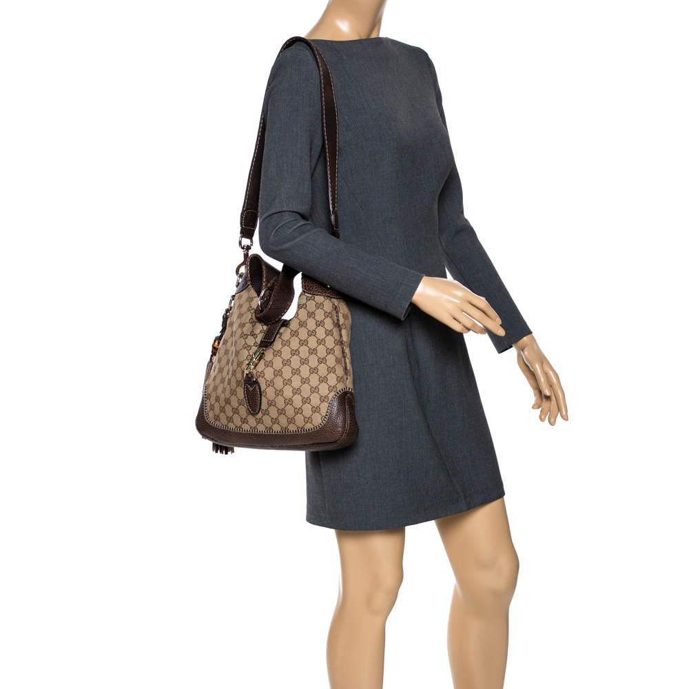 

Gucci Brown/Beige Canvas and Leather New Jackie Hobo