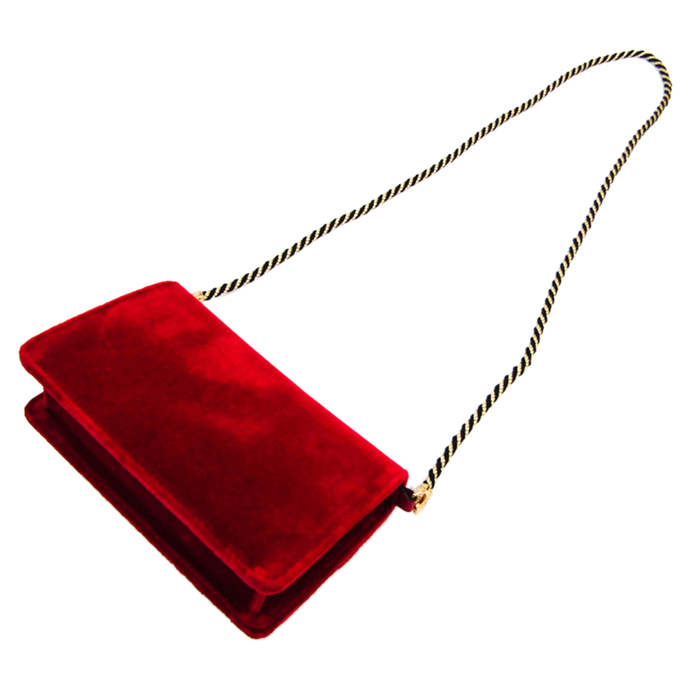 

Gucci Red Mini Velvet Broadway Crossbody Flap Bag