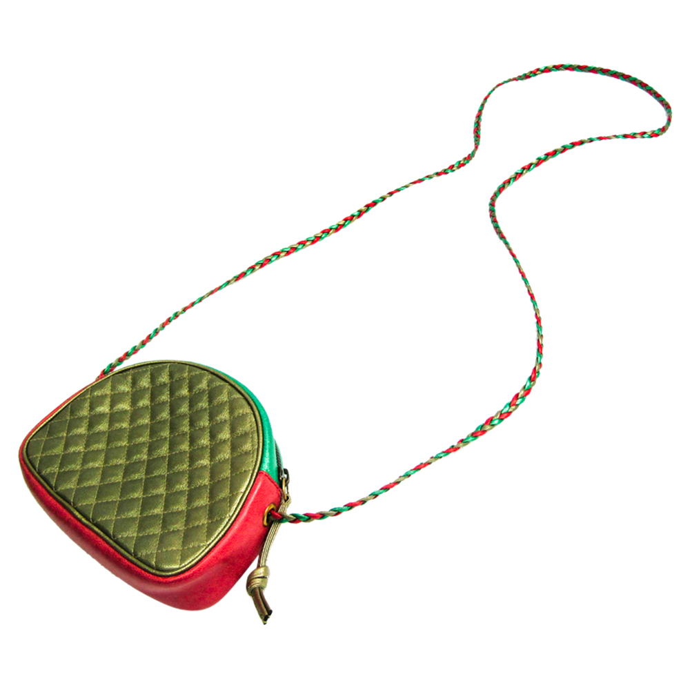 

Gucci Red /Green Quilted Laminated Leather Mini Bag, Multicolor