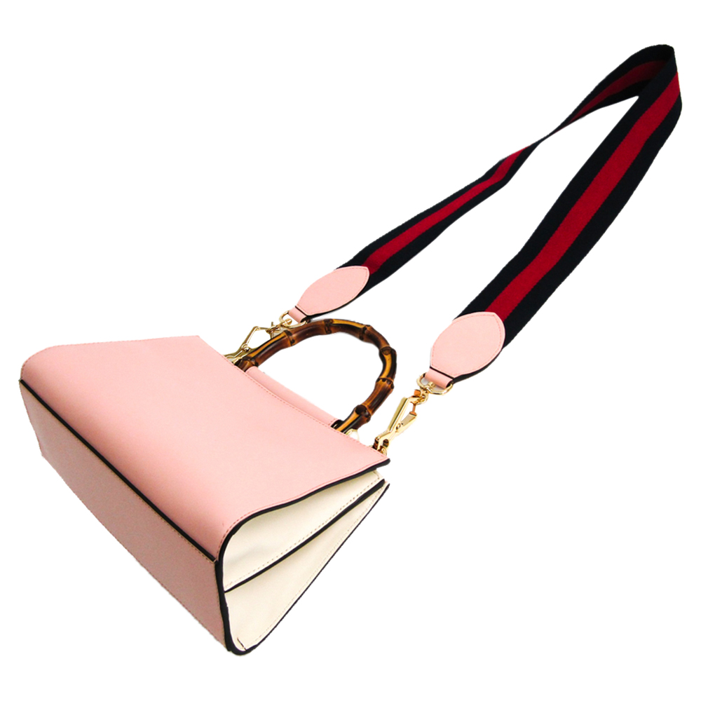 

Gucci Light Pink/Navy Leather Mini Nymphaea Bamboo Top Handle Bag