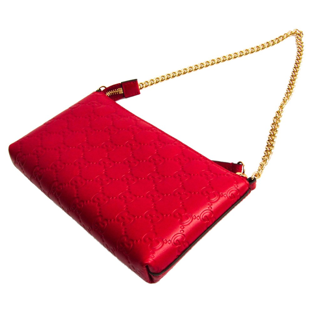 

Gucci Red Guccissima Leather Wrist Wallet Bag