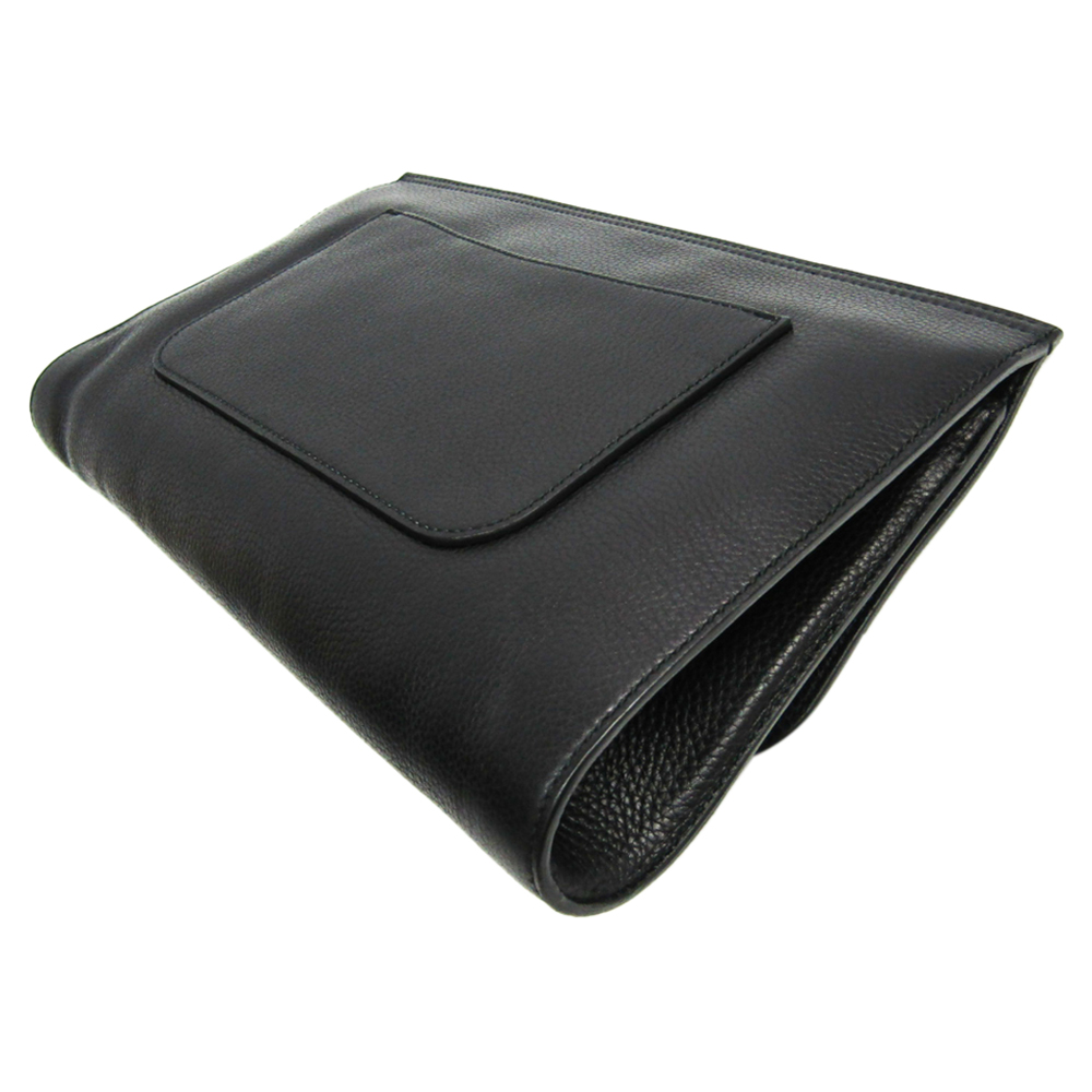

Gucci Black Leather Bamboo Clutch Bag