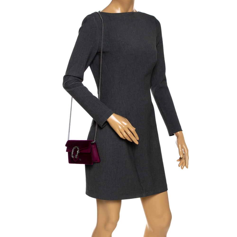 

Gucci Purple Velvet and Leather Super Mini Dionysus Crossbody Bag