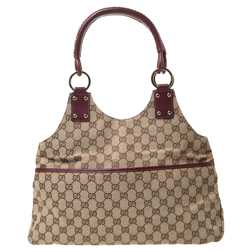 Gucci Beige/Maroon GG Canvas and Leather Shoulder Bag Gucci | The ...