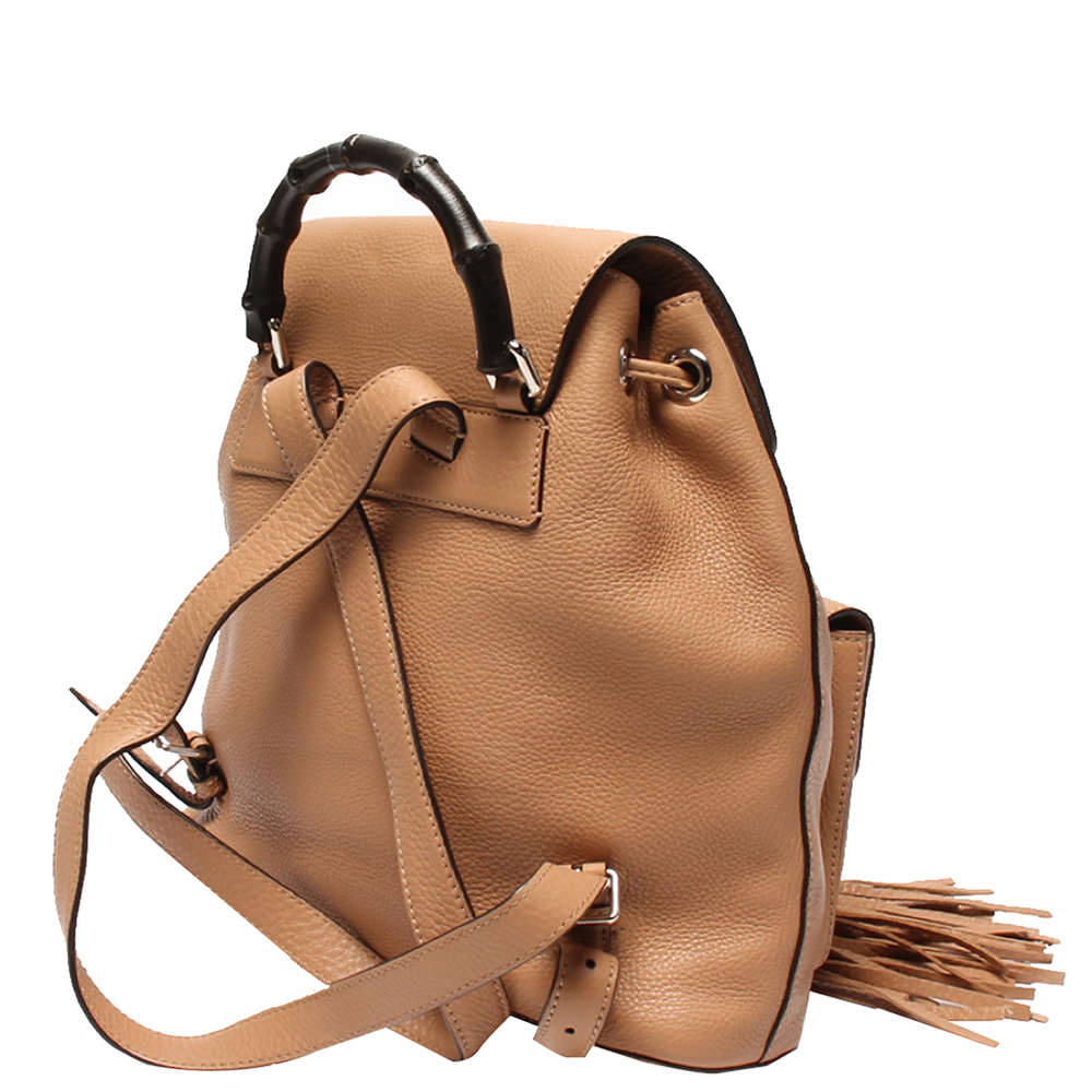 

Gucci Brown Leather Tassel Bamboo Backpack