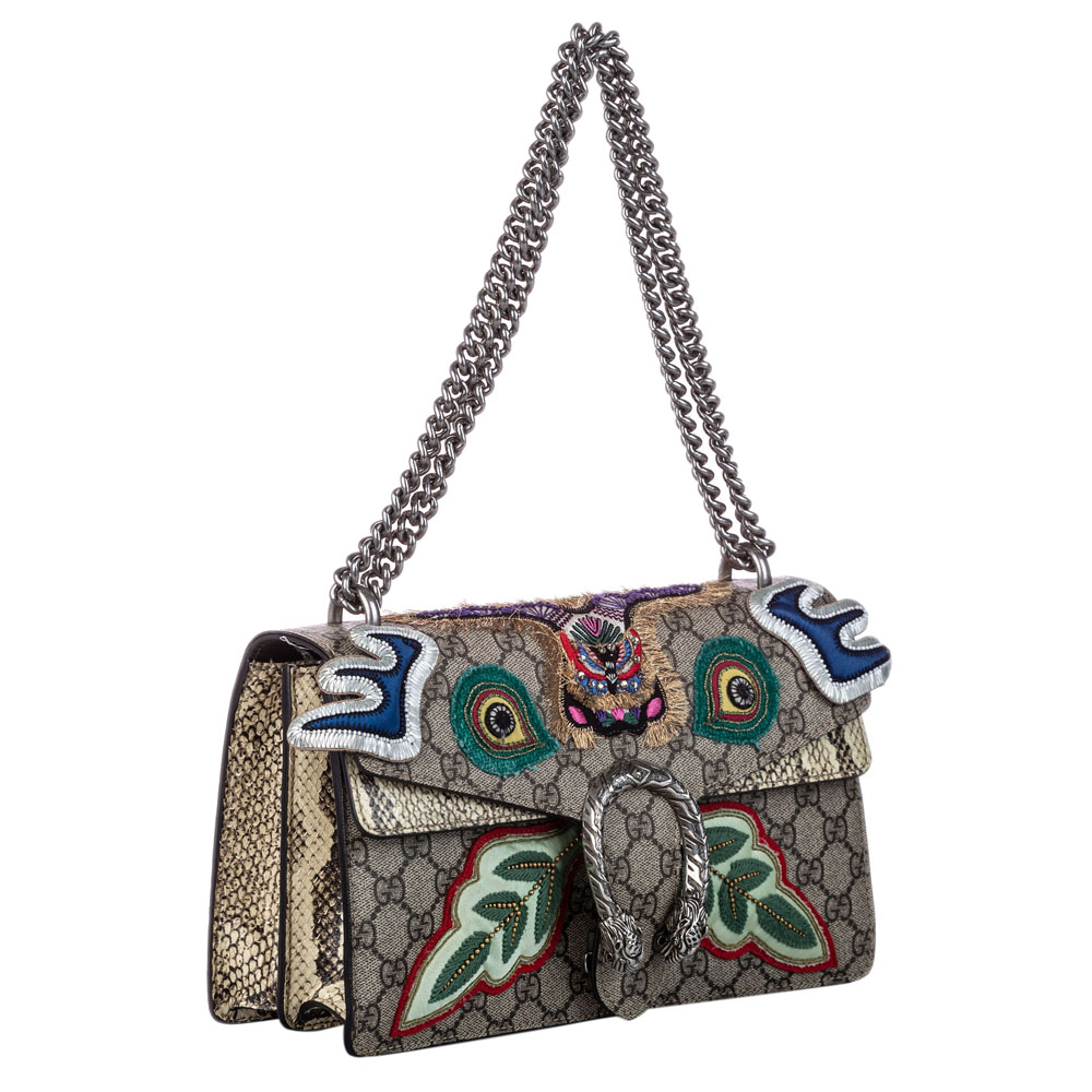 

Gucci Brown GG Supreme Embroidered Dionysus Small Shoulder Bag