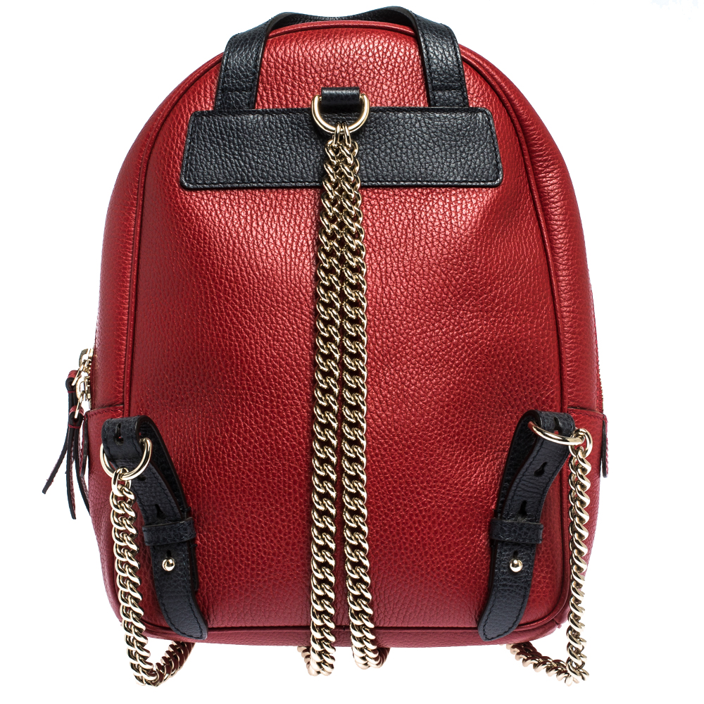 Gucci Red/Navy Calfskin Soho Backpack – thankunext.us