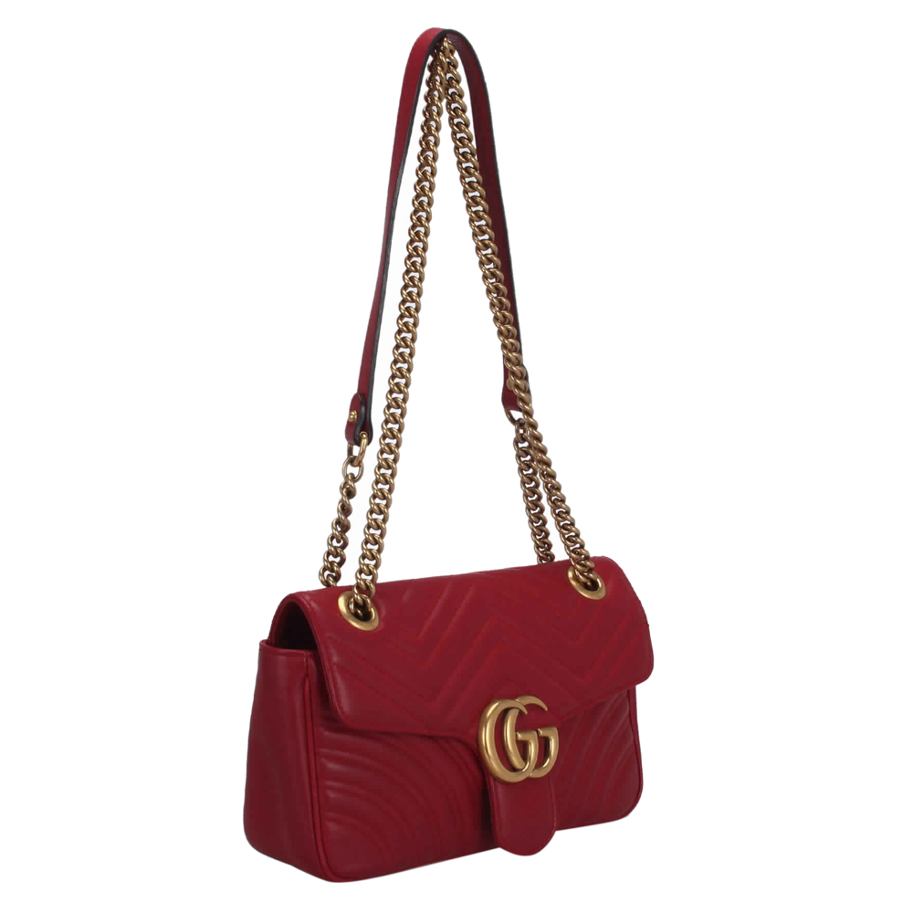 

Gucci Red Marmont Leather Small Shoulder Bag