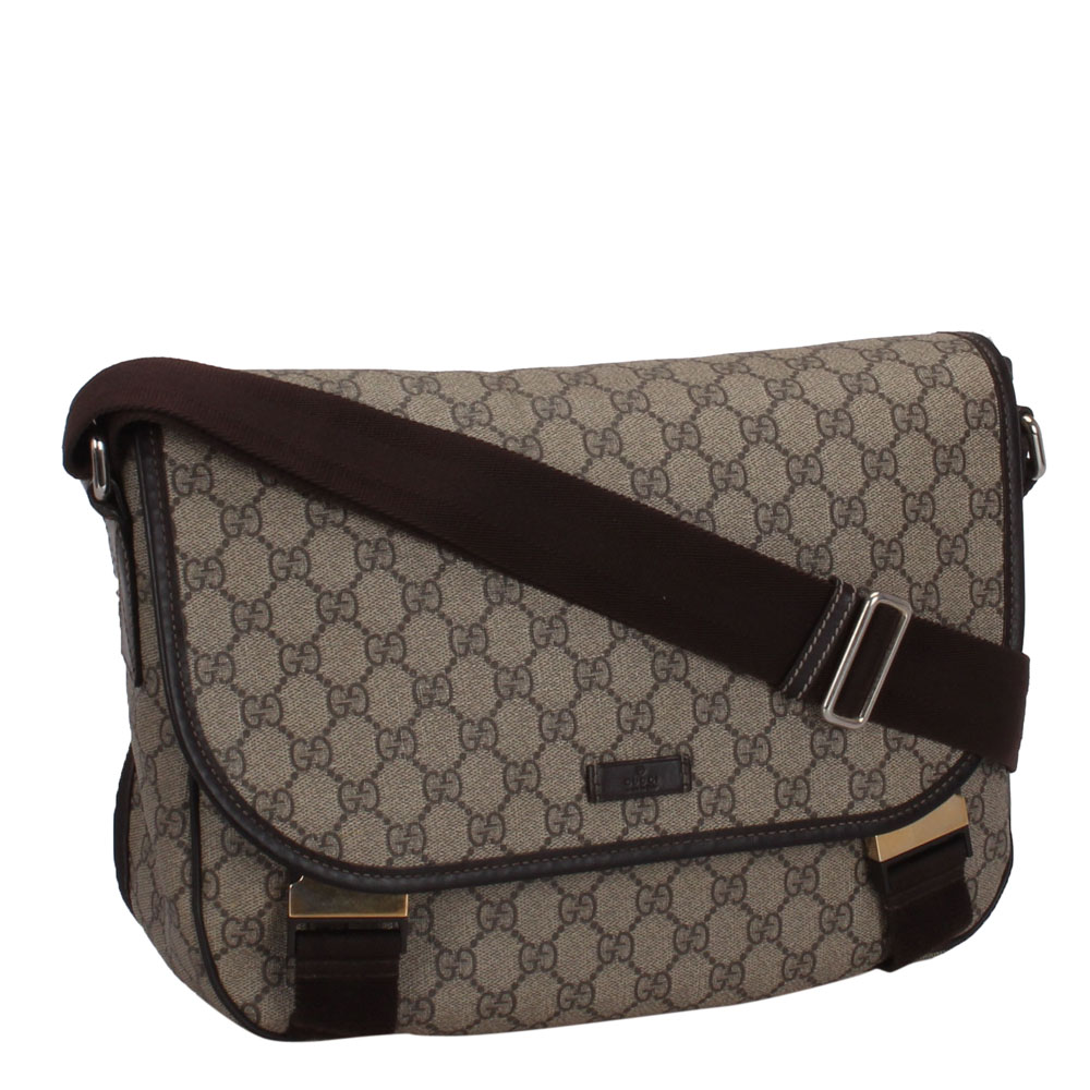 

Gucci Brown GG Supreme Canvas Messenger Bag, Beige