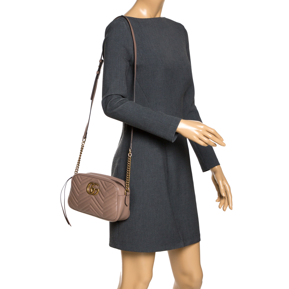 

Gucci Old Rose Matelasse Leather Small GG Marmont Shoulder Bag, Pink