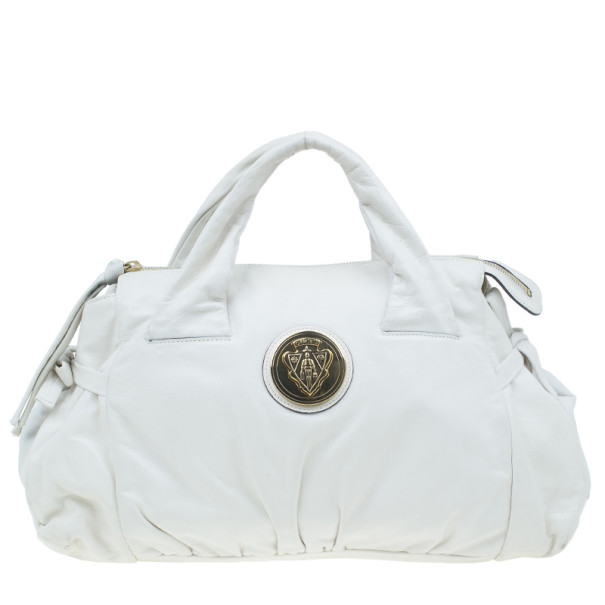 Pre Owned Gucci White Leather Medium Hysteria Tote