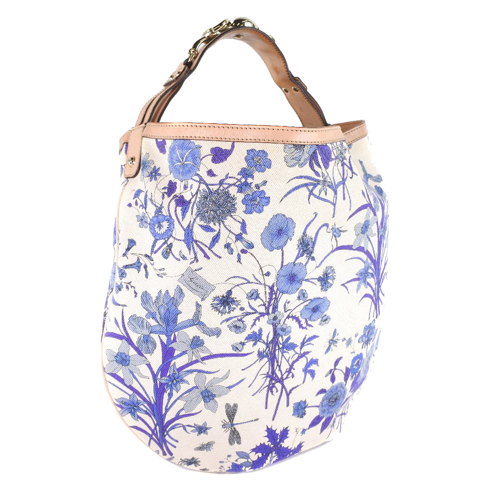 

Gucci Blue Flora Canvas Wave Horsebit Hobo Bag