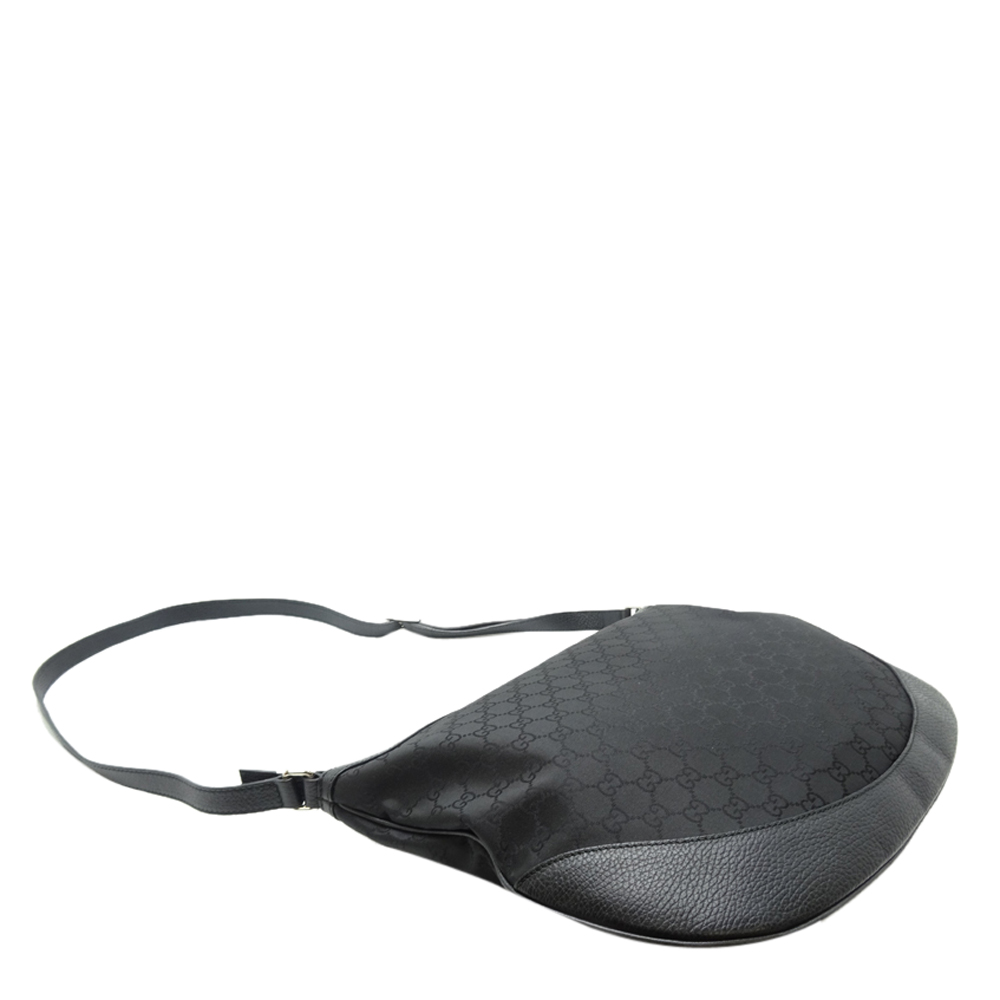 

Gucci Black GG Canvas Leather Shoulder Bag