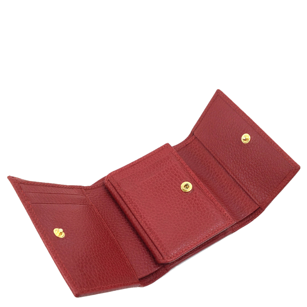 

Gucci Hibiscus Red GG Leather Tri Fold Wallet