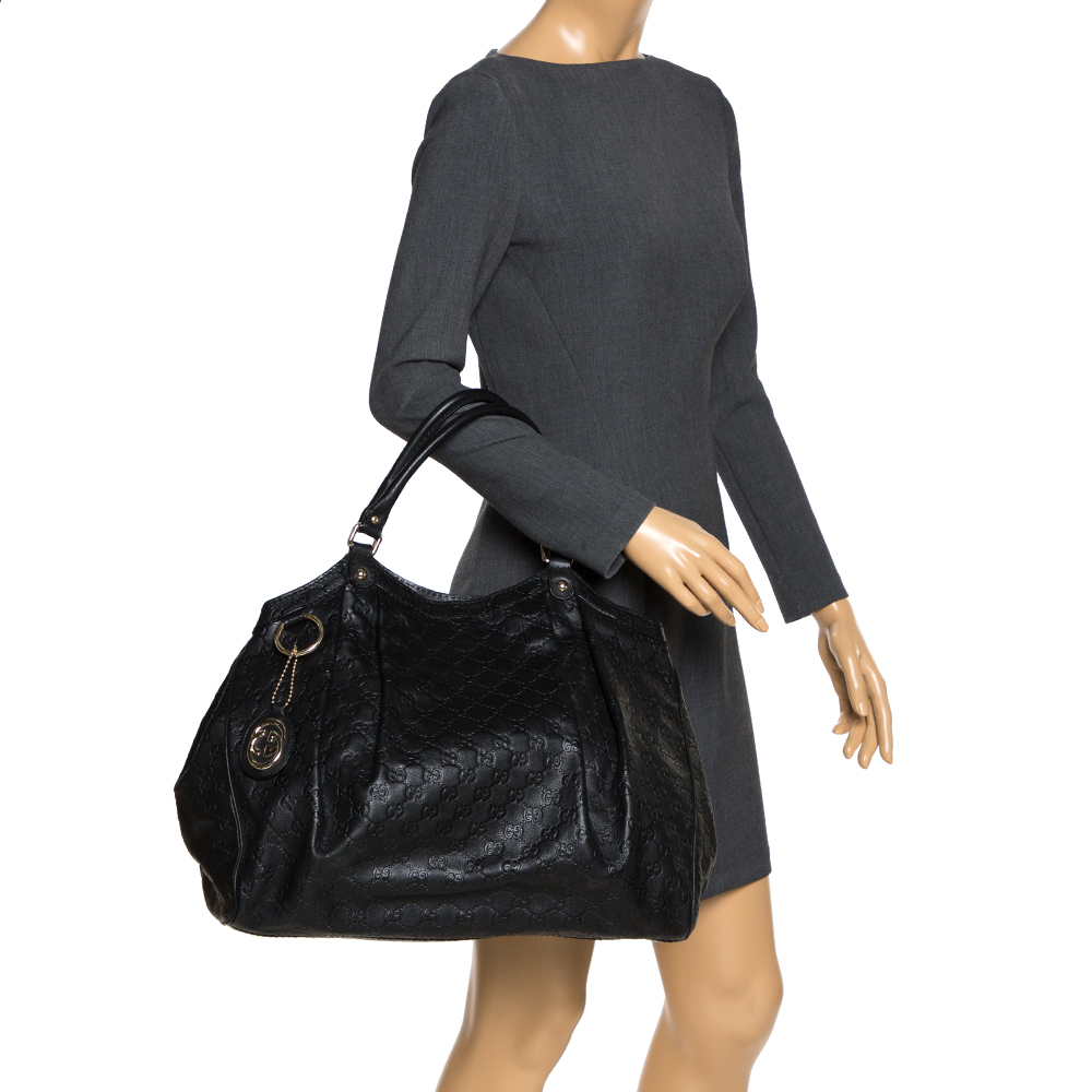 

Gucci Black Guccissima Leather Large Sukey Tote
