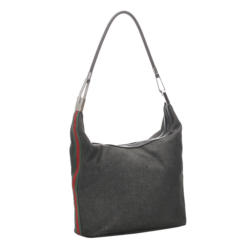 

Gucci Gray Denim Web Shoulder Bag, Grey