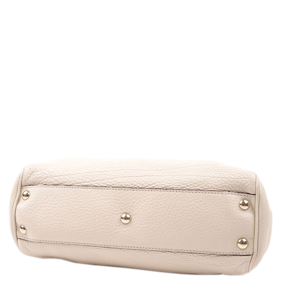 

Gucci White Leather Mini Bamboo Shopper Bag