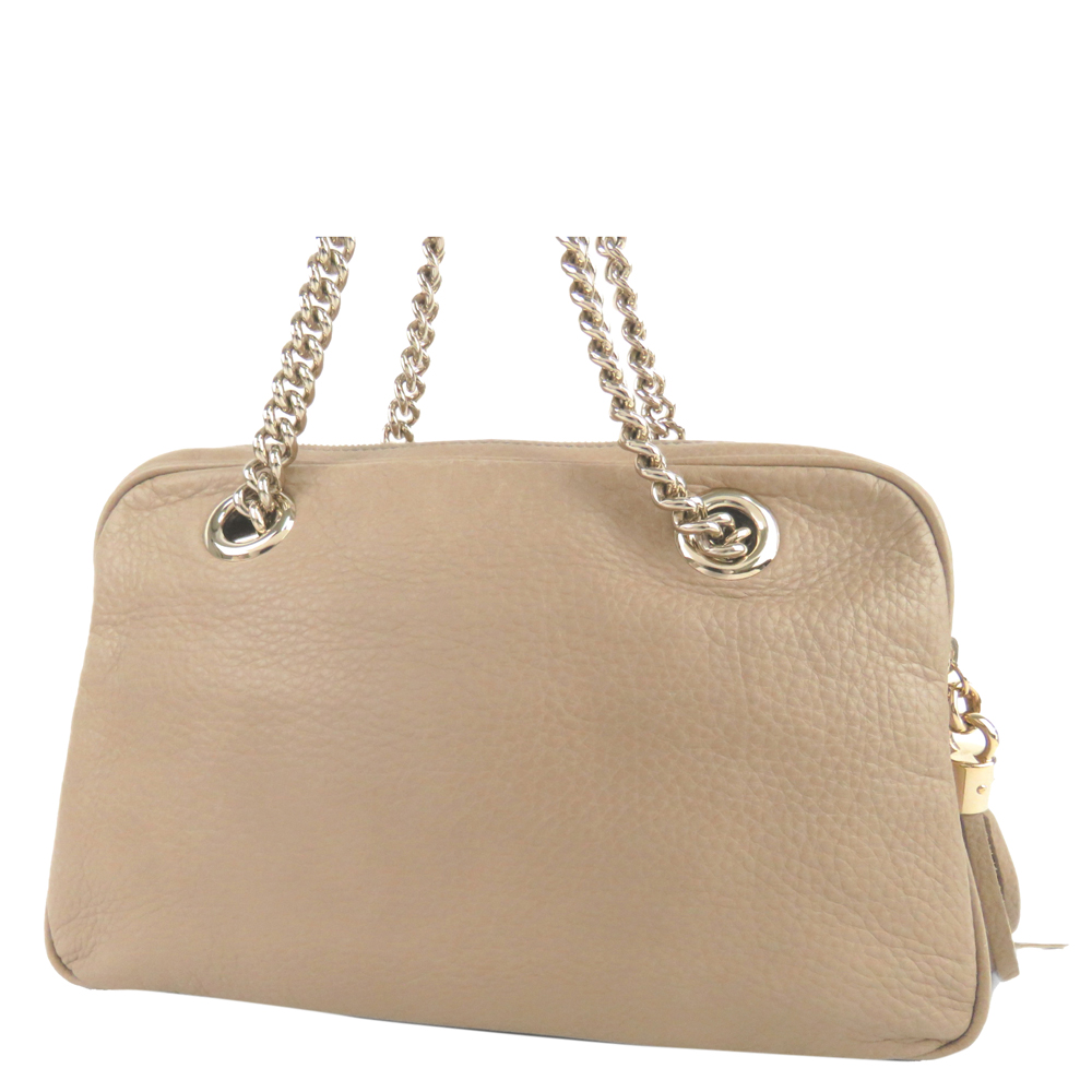 

Gucci Brown Leather Soho Chain Shoulder Bag, Beige
