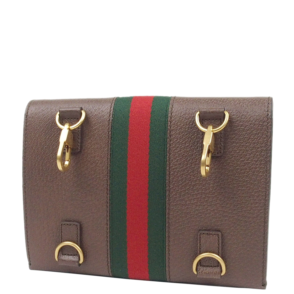 

Gucci Brown Web Totem Leather Clutch Bag