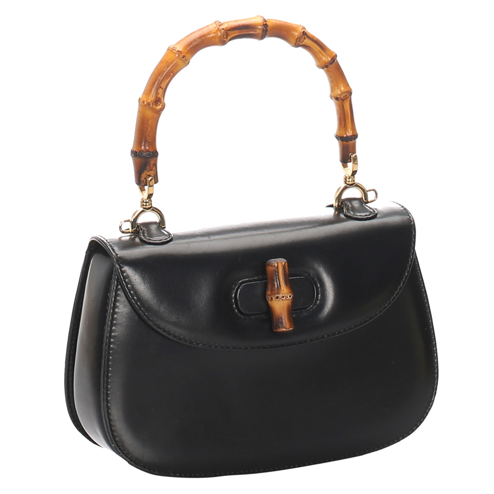 

Gucci Black Bamboo Leather Satchel Bag