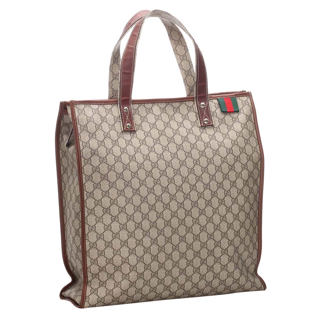 

Gucci Brown Coated Canvas Large GG Supreme Shopper Tote Bag, Beige