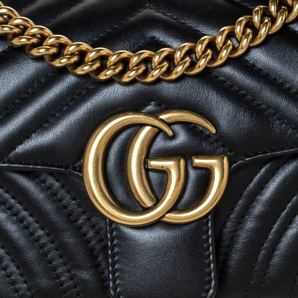 Gucci GG Marmont Small Matelassé-leather Shoulder Bag in Black