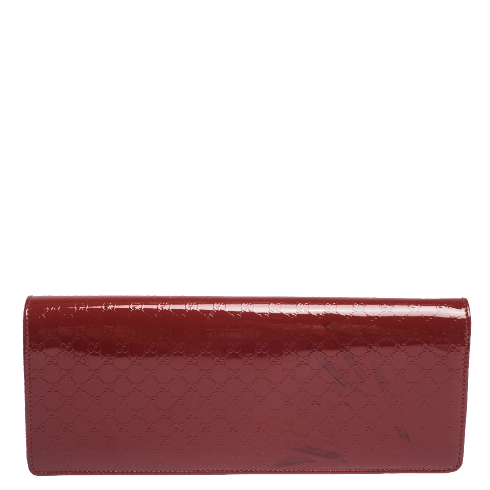 gucci red leather clutch