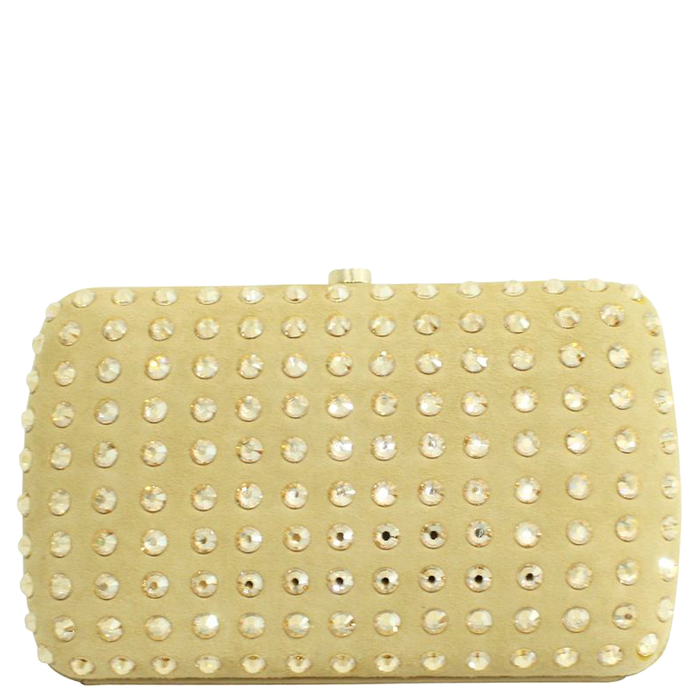 beige suede clutch