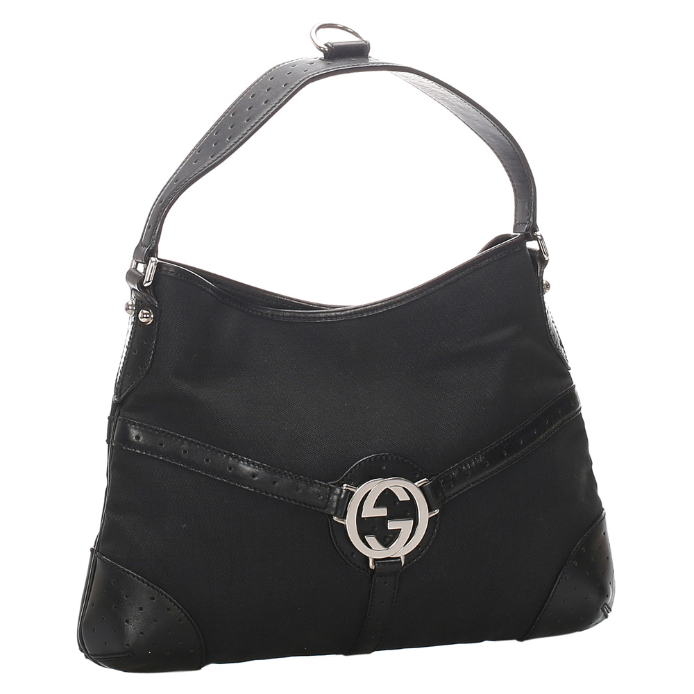 

Gucci Black Canvas Reins Hobo Bag